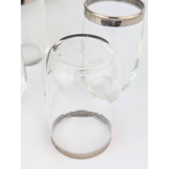 Set of 4 Vintage Silver Rim Roly Poly Juice Glasses Mid-Century Modern Barware - Picture 5 of 7